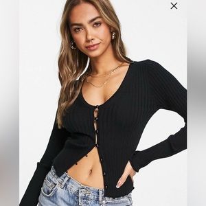 ASOS Design ribbed v-neck black cardigan US 10